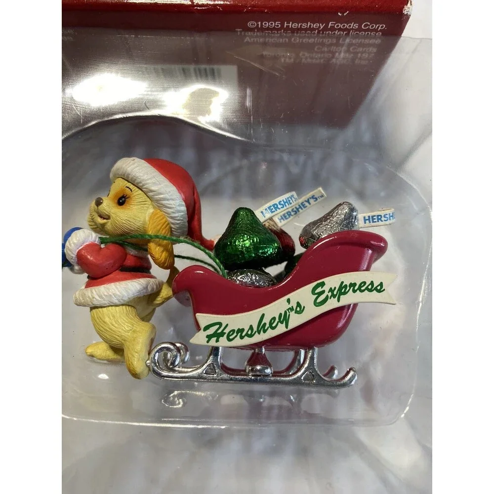 1995 Christmas Ornament “Hershey's Kiss Express” Sleigh Dog Vtg As Is